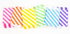 treat bags small - diagonal stripe - bubblegum