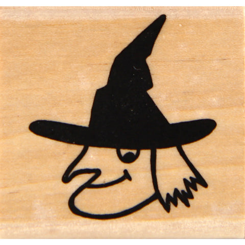 wood stamp - witch head