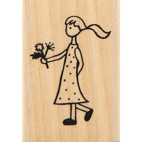 wood stamp - flower girl