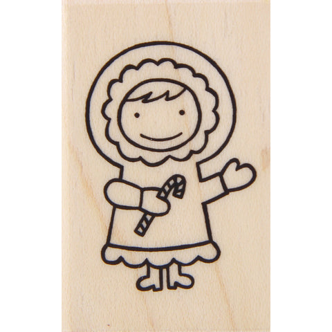 wood stamp - winter girl