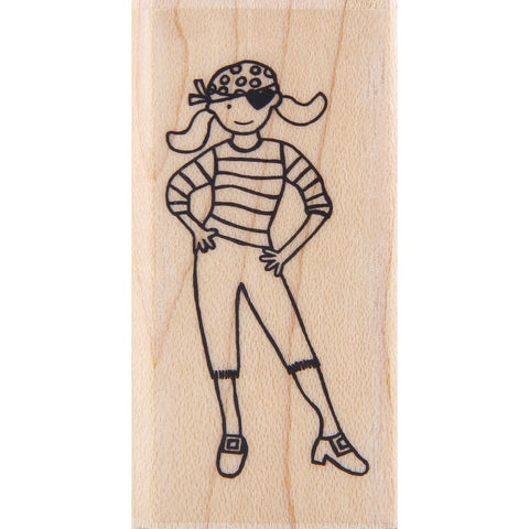 wood stamp - pirate girl