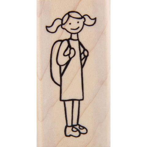 wood stamp - school girl