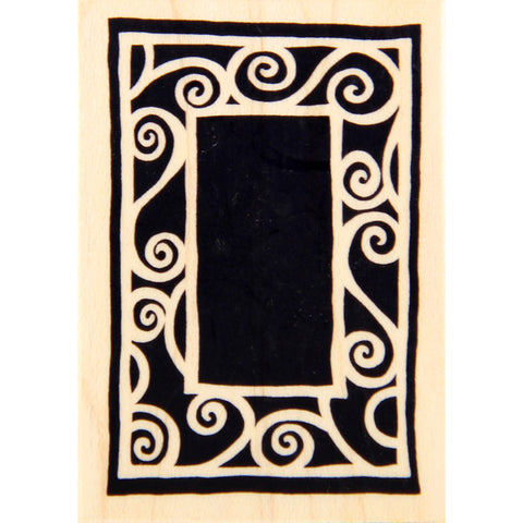 wood stamp - swirl frame