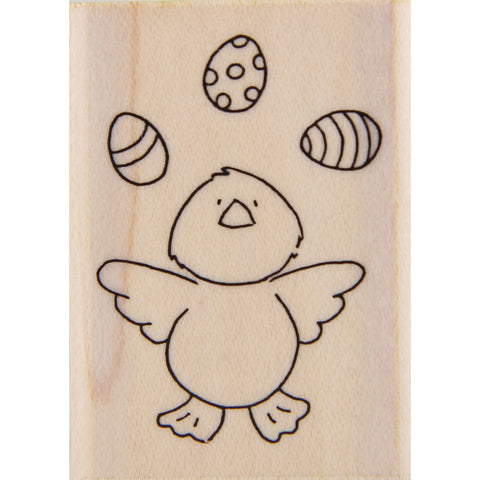wood stamp - juggling eggs