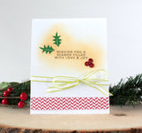 A Muse Studio holiday card with lime organdy sheer ribbon