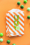 treat bags small - diagonal stripe - orange