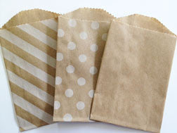 treat bags small - diagonal stripe - kraft