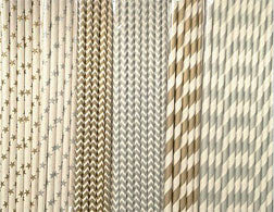 paper straws - gold stripes